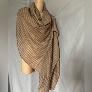 Ahujasons cashmere blend Striped Tan and Brown Women's Scarf shawl
